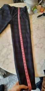 Blue and black striped fleece lined pants